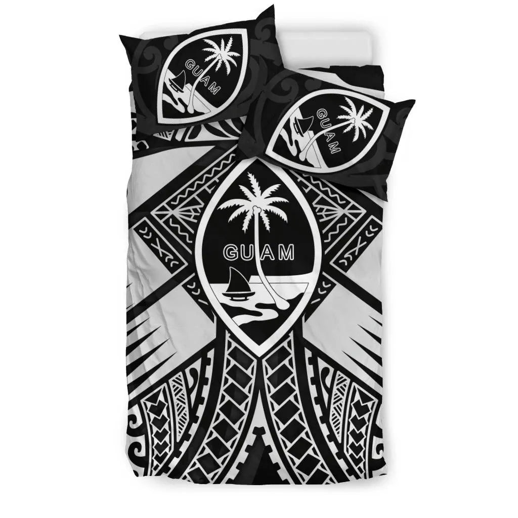 Guam Polynesian Bedding Set - Guam White Seal With Polynesian Tattoo Ver 01