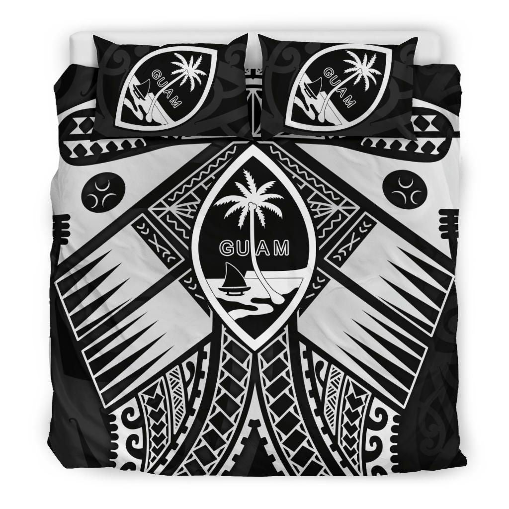 Guam Polynesian Bedding Set - Guam White Seal With Polynesian Tattoo Ver 01