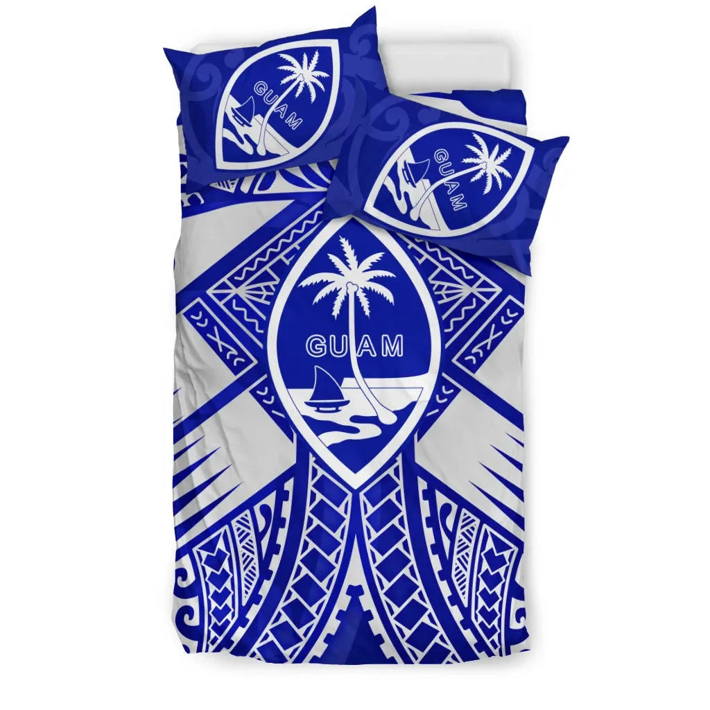 Guam Polynesian Bedding Set - Guam White Seal With Polynesian Tattoo Ver 02