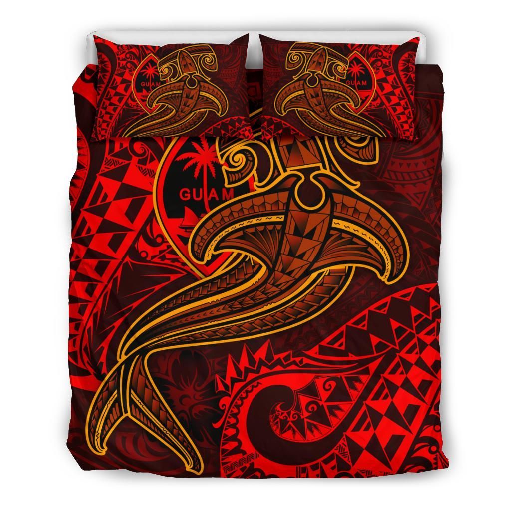 Guam Polynesian Bedding Set - Red Shark Polynesian Tattoo
