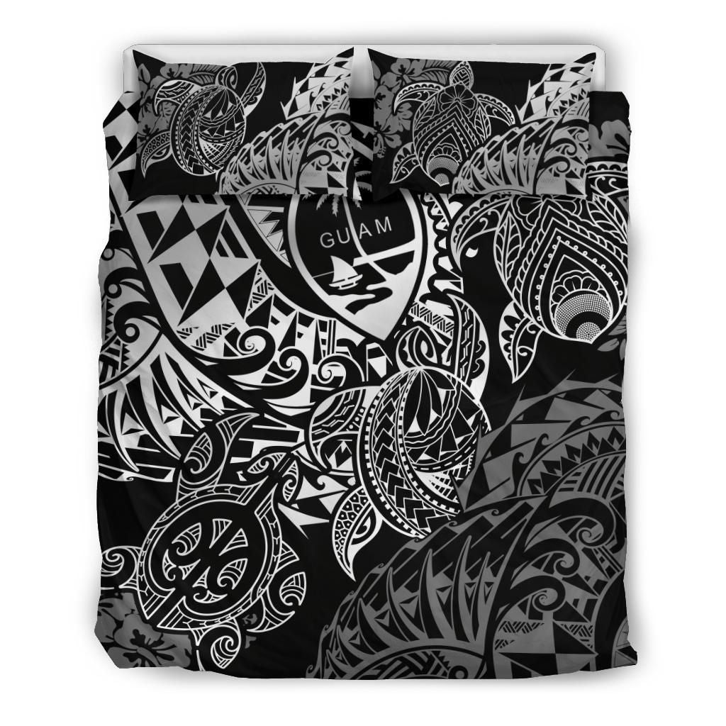 Polynesian Duvet Cover - Guam Bedding Set - White Turtle Flowing