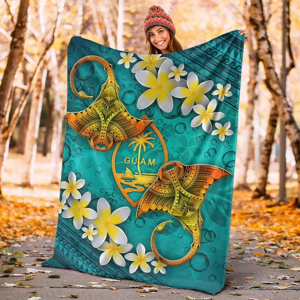 Guam Polynesian Blanket - Manta Ray Ocean