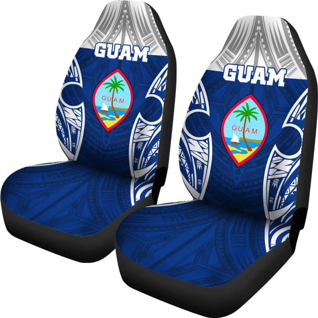 Guam Polynesian Car Seat Covers - Pattern With Seal Blue Version