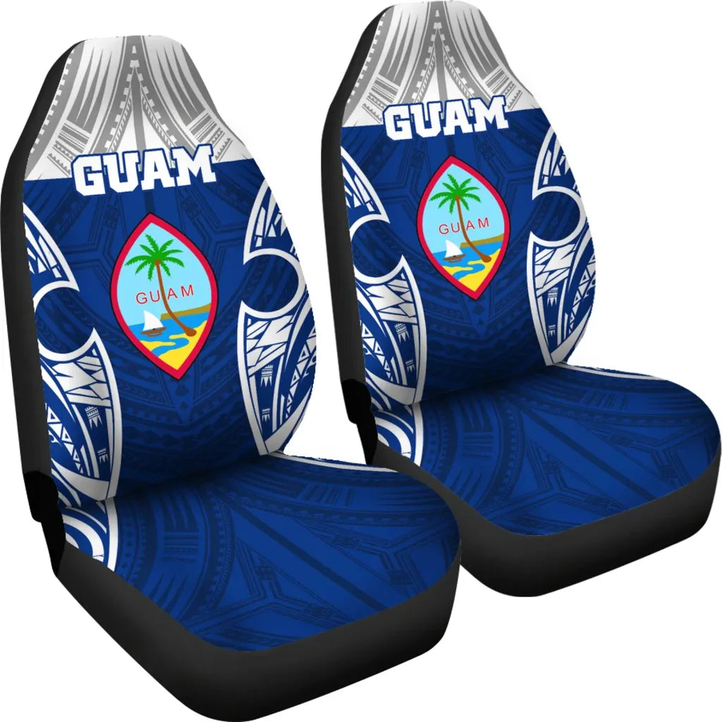 Guam Polynesian Car Seat Covers - Pattern With Seal Blue Version