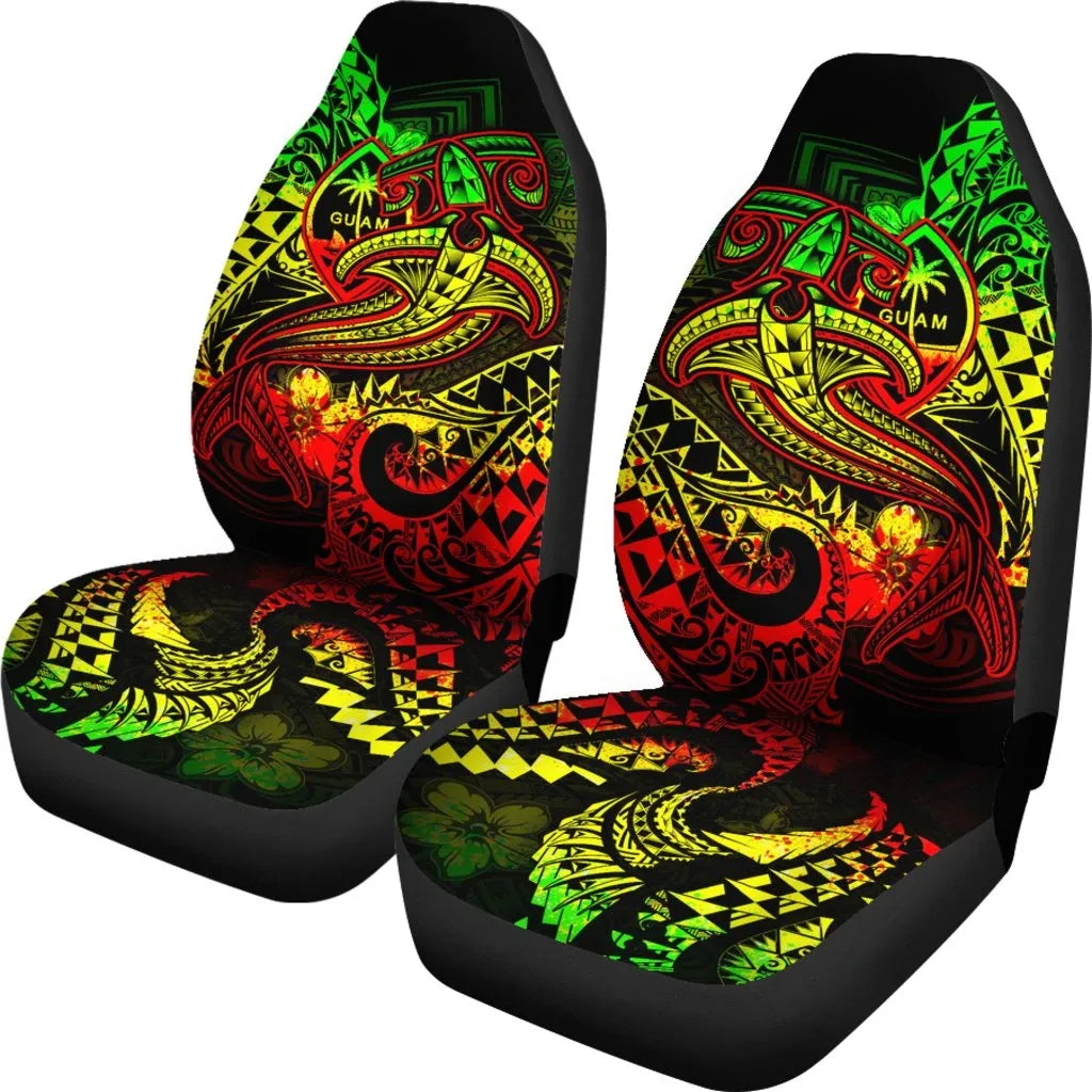Guam Polynesian Car Seat Covers - Reggae Shark Polynesian Tattoo