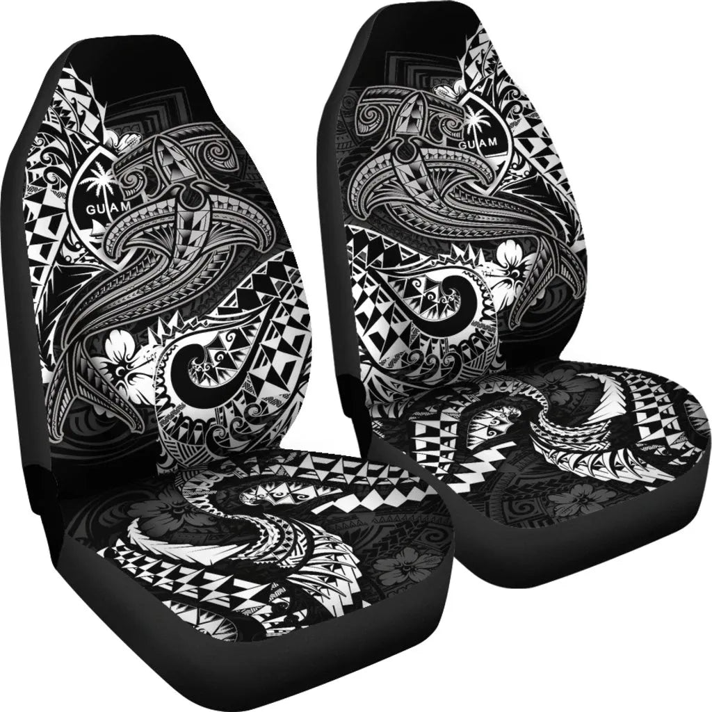 Guam Polynesian Car Seat Covers - White Shark Polynesian Tattoo