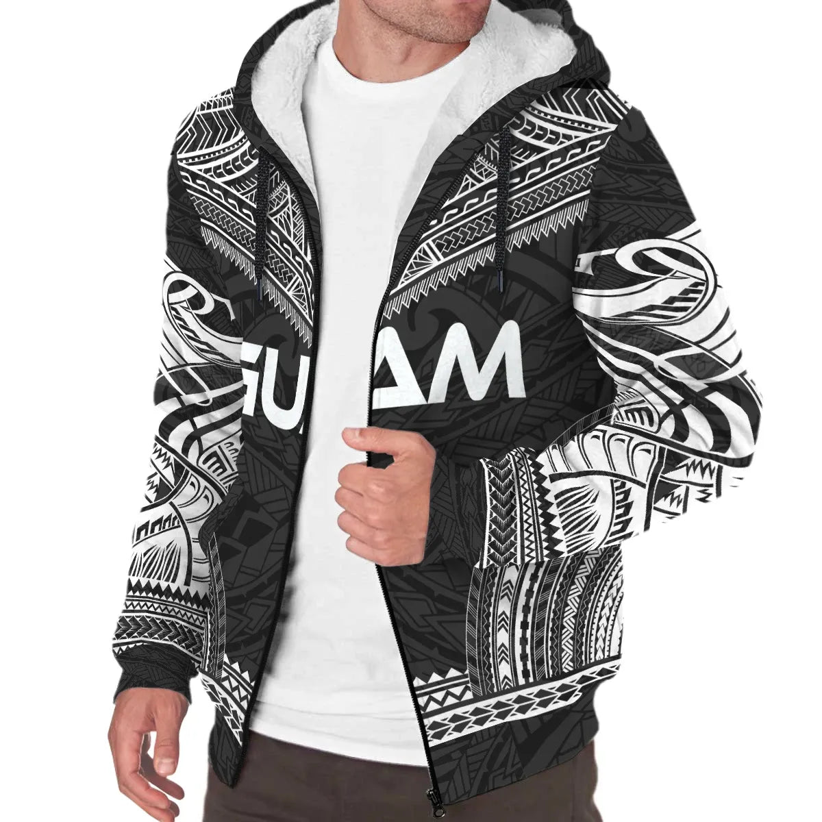 Guam Sherpa Hoodie - Polynesian Chief Black Version