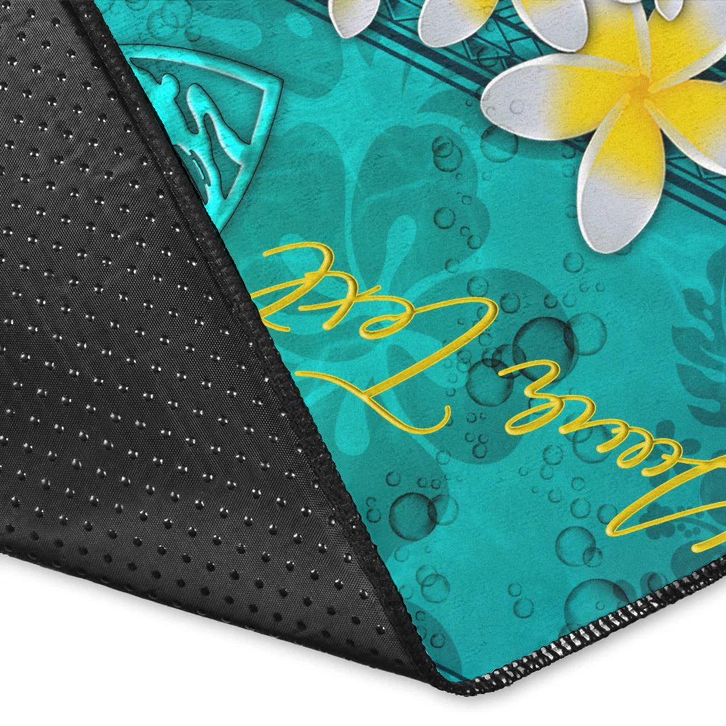 Guam Polynesian Custom Personalised Area Rug - Plumeria With Blue Ocean