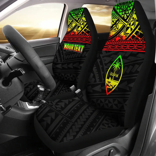 Guam Custom Personalised Car Seat Covers - Guam Coat Of Arms Polynesian Reggae Horizontal
