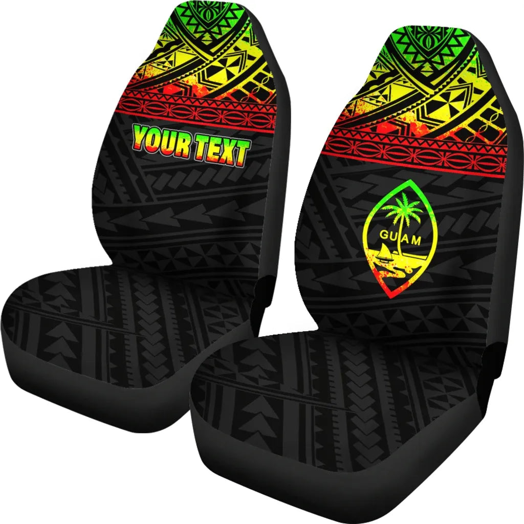 Guam Custom Personalised Car Seat Covers - Guam Coat Of Arms Polynesian Reggae Horizontal