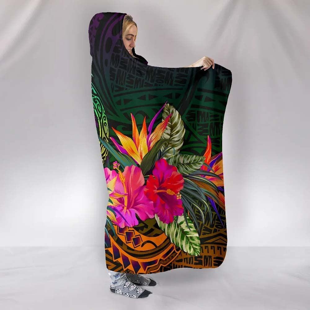 Guam Polynesian Hooded Blanket - Summer Hibiscus