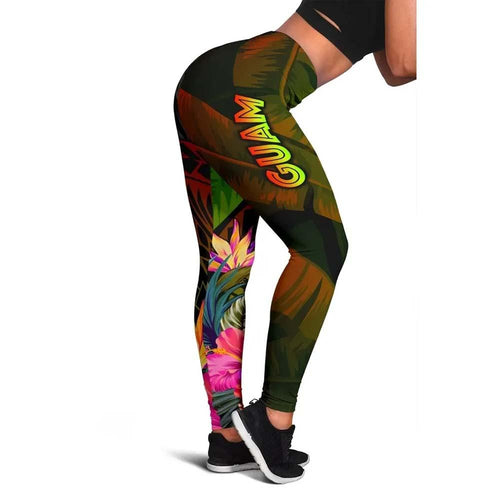 Guam Polynesian Legging -  Hibiscus and Banana Leaves