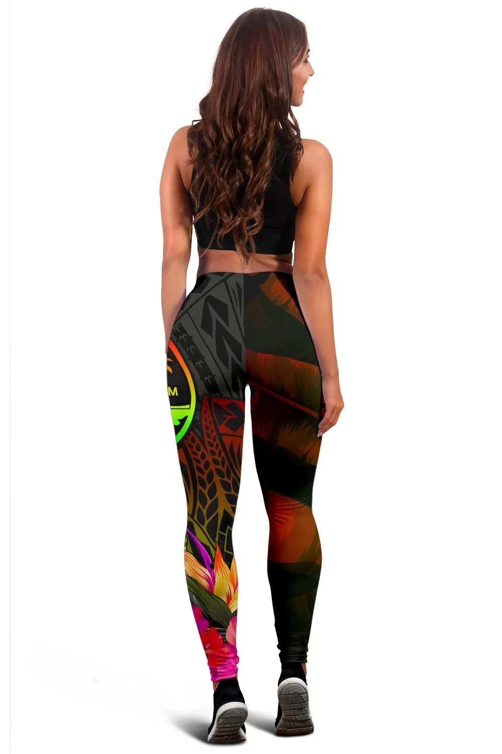 Guam Polynesian Legging -  Hibiscus and Banana Leaves