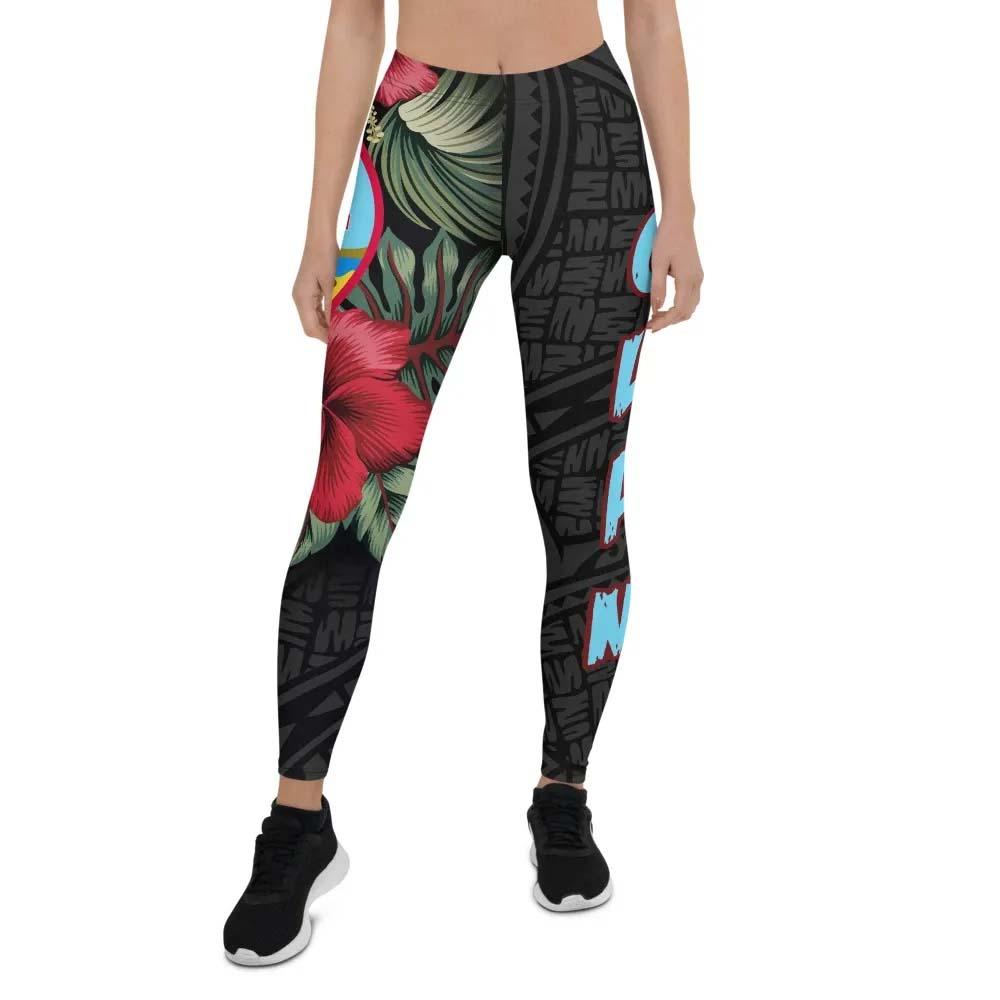 Guam Polynesian Legging - Hibiscus Coat of Arms