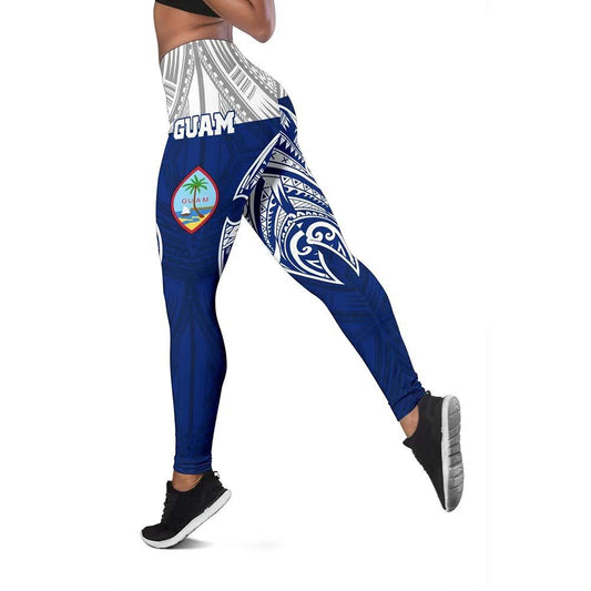 Guam Polynesian Legging - Pattern With Seal Blue Version