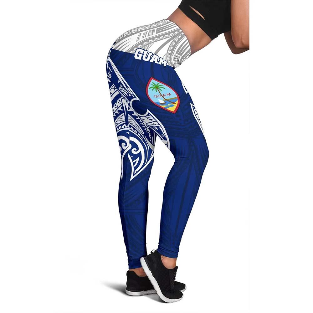 Guam Polynesian Legging - Pattern With Seal Blue Version