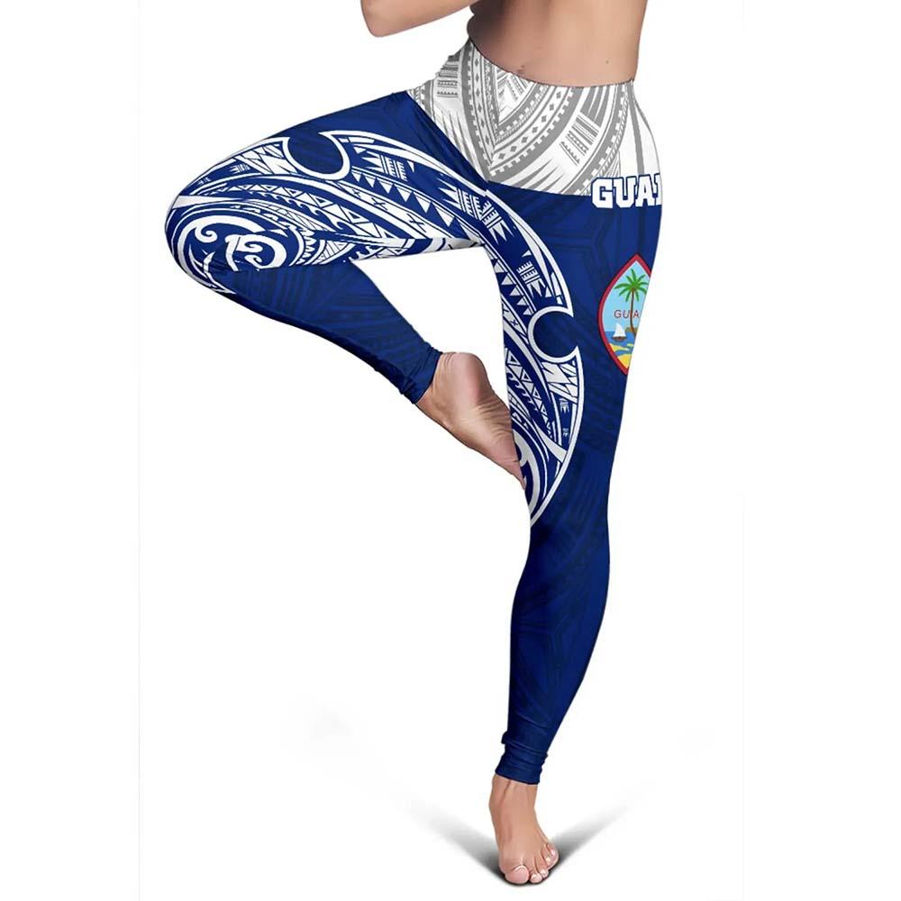 Guam Polynesian Legging - Pattern With Seal Blue Version