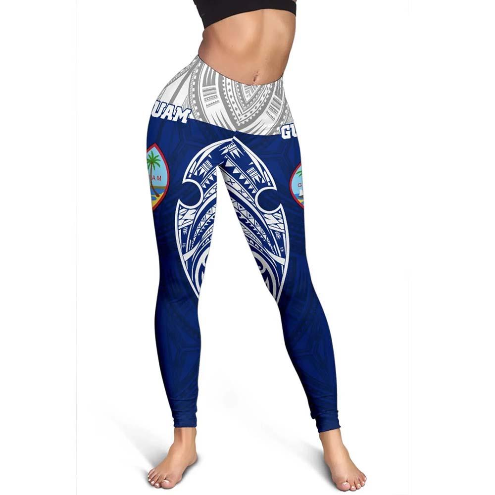 Guam Polynesian Legging - Pattern With Seal Blue Version