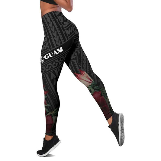 Guam Polynesian Legging - Tropical Vintage Hibiscus
