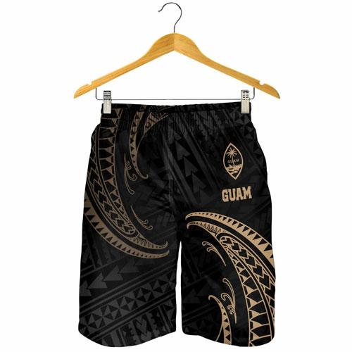 Guam Polynesian Men Short - Gold Tribal Wave