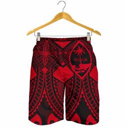 Guam Polynesian Men Shorts - Guam Red Seal with Polynesian Tattoo