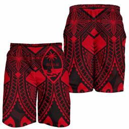 Guam Polynesian Men Shorts - Guam Red Seal with Polynesian Tattoo