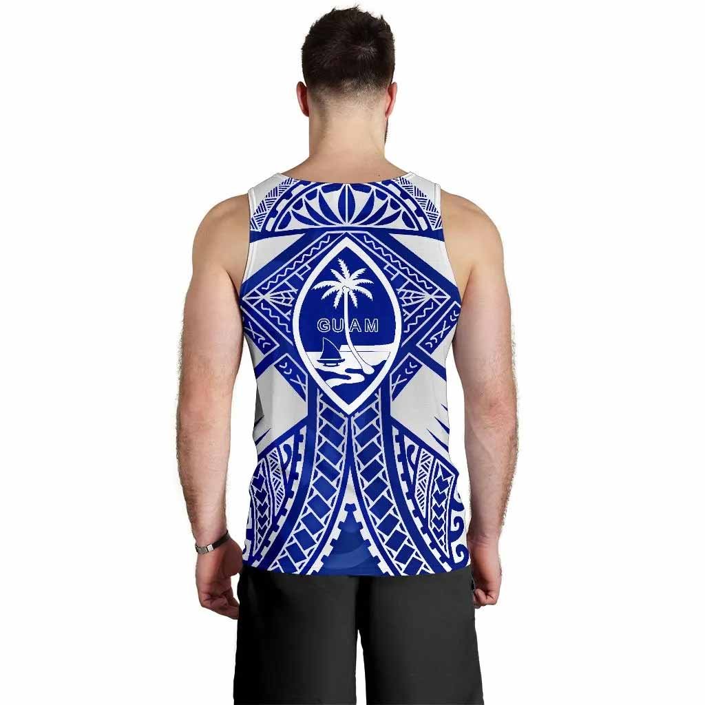 Guam Polynesian Men Tank Top - Guam White Seal with Polynesian Tattoo Ver 02