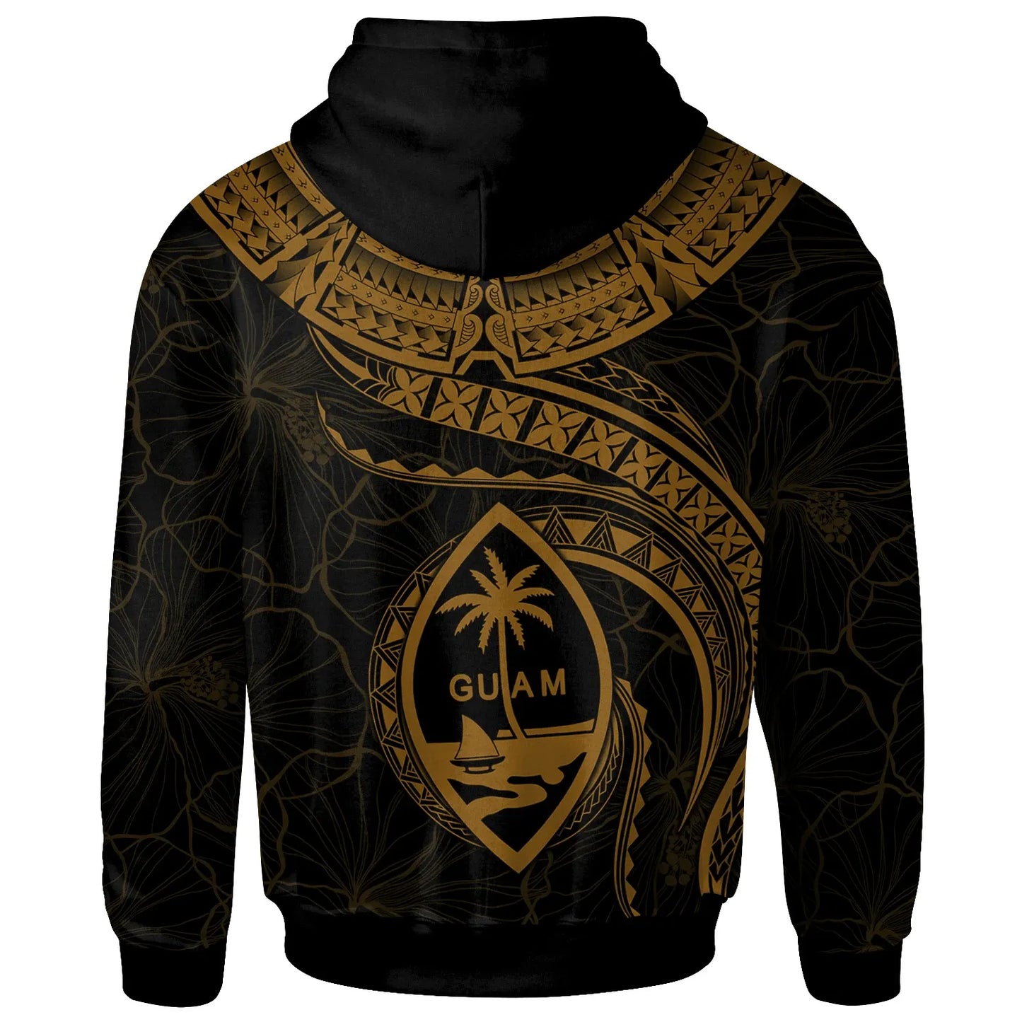 Guam Polynesian Personalised Hoodie - Guam Waves (Golden)