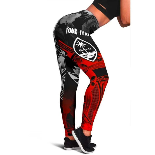 Polynesian Legging - Guam Flag, Seal with Maui Moana Tattoo (Orange)