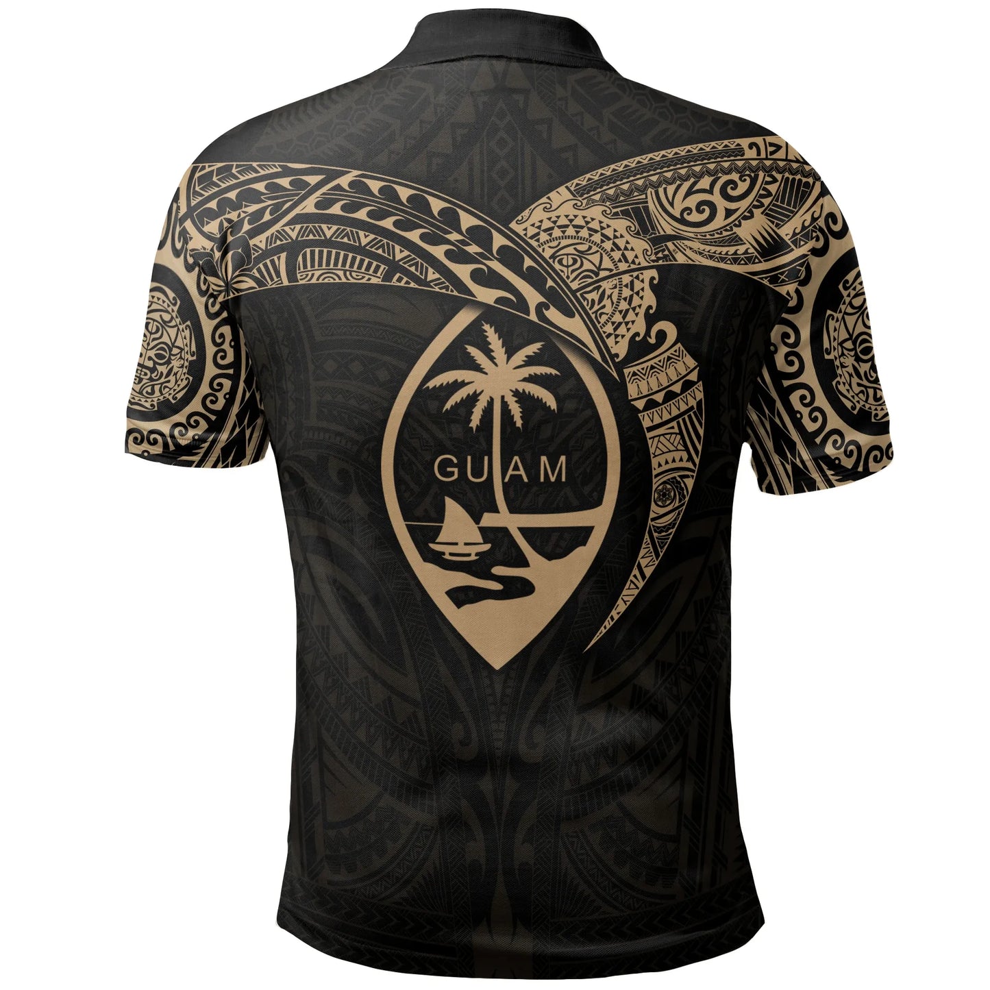Guam Polynesian Polo Shirt - Gold Heart Shield