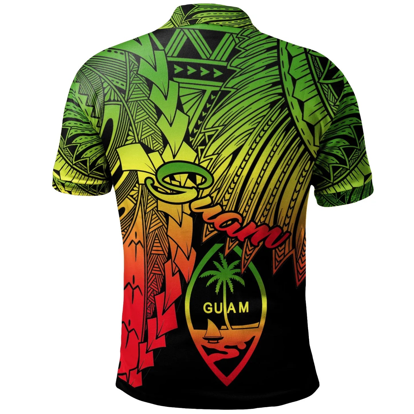 Guam Polynesian Polo - Tribal Wave Tattoo Reggae