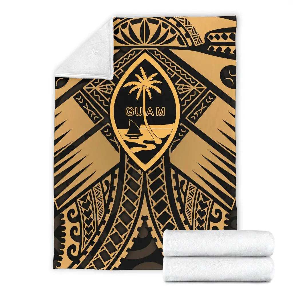 Guam Polynesian Premium Blanket - Guam Gold Seal with Polynesian Tattoo