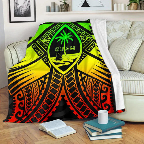 Guam Polynesian Premium Blanket - Guam Reggae Seal with Polynesian Tattoo