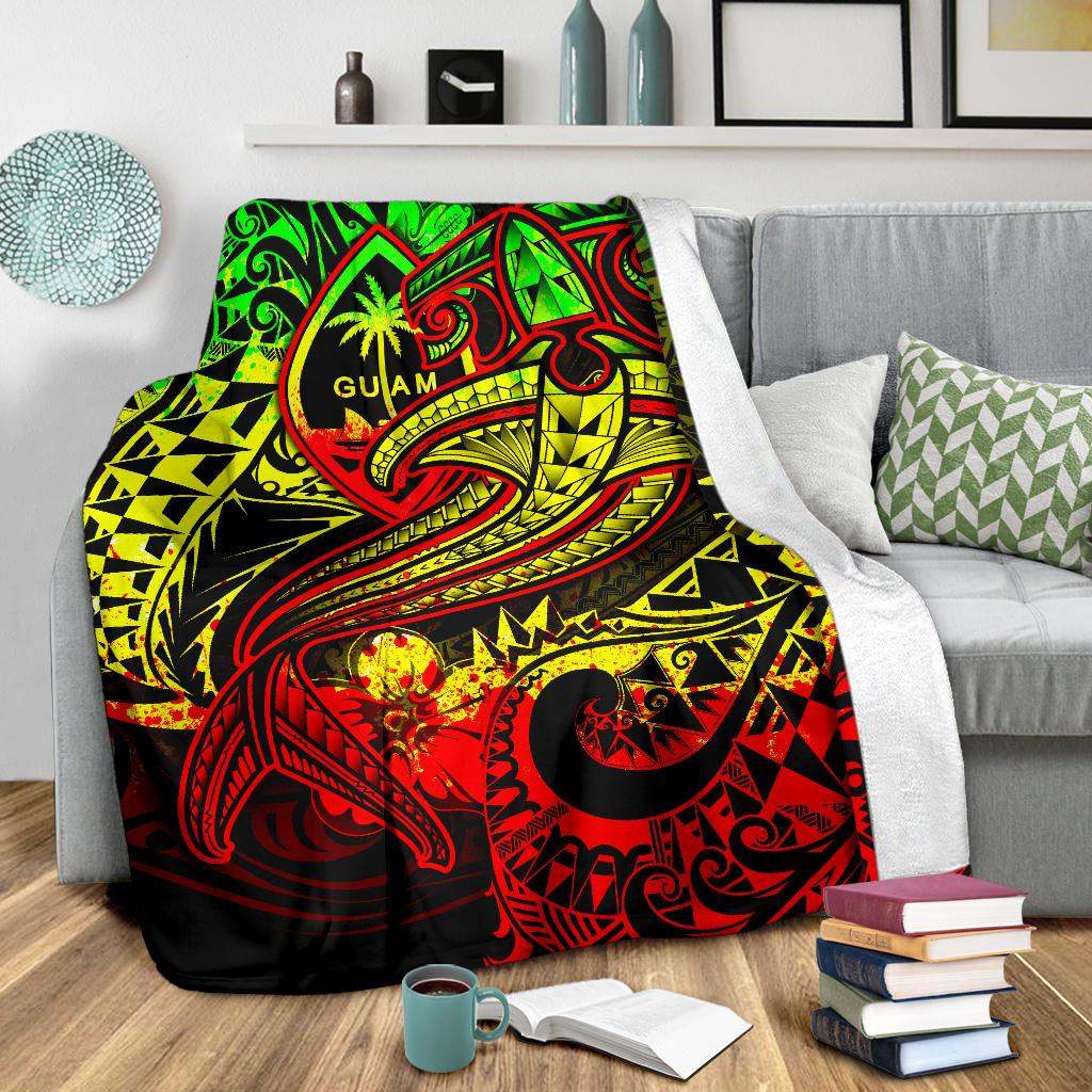 Guam Polynesian Premium Blanket - Reggae Shark Polynesian Tattoo