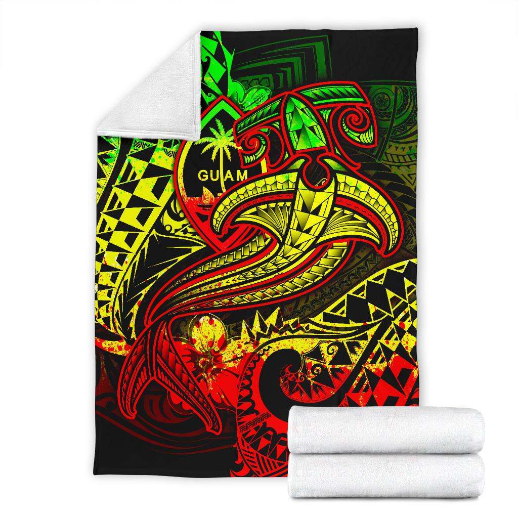 Guam Polynesian Premium Blanket - Reggae Shark Polynesian Tattoo