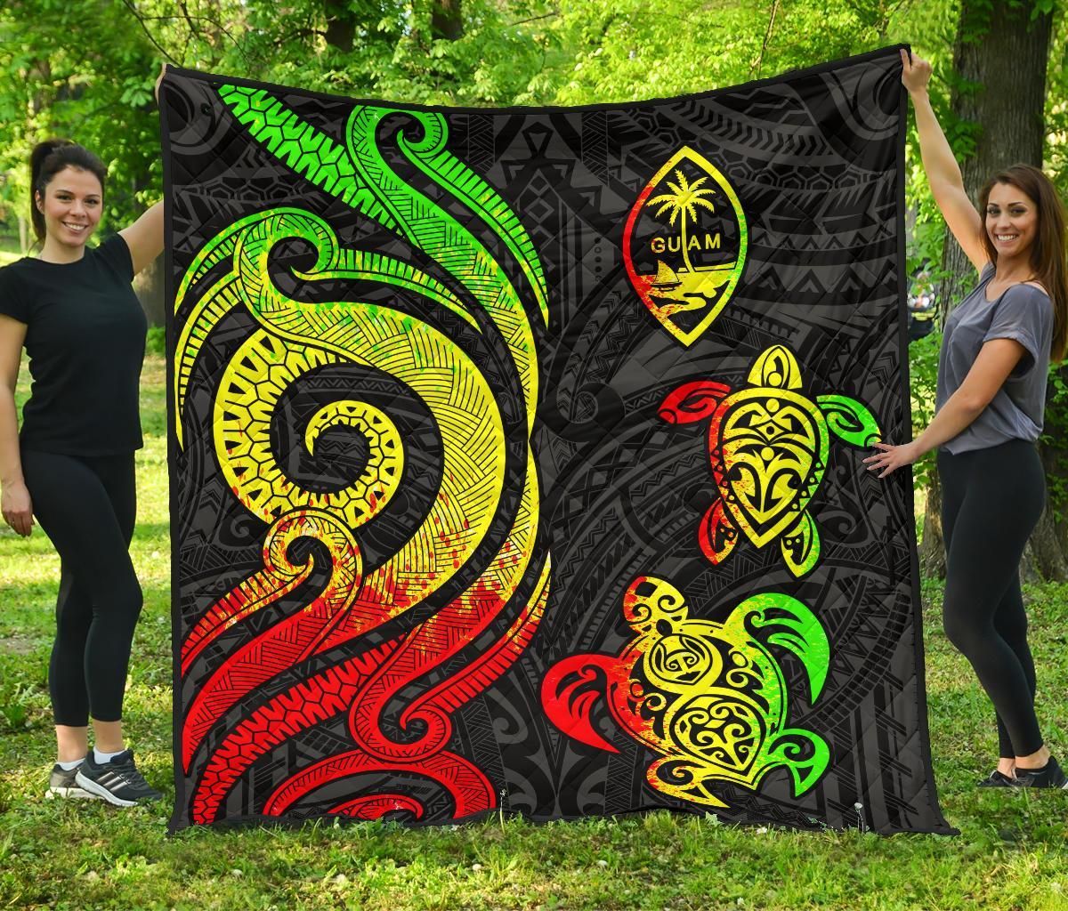 Guam Polynesian Premium Quilt - Reggae Tentacle Turtle