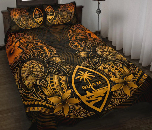Guam Polynesian Quilt Bed Set - Gold Turtle Homeland
