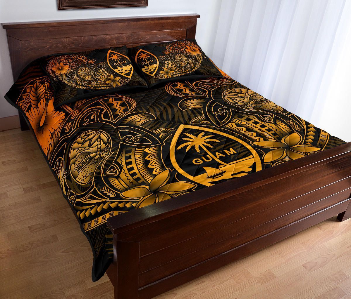 Guam Polynesian Quilt Bed Set - Gold Turtle Homeland