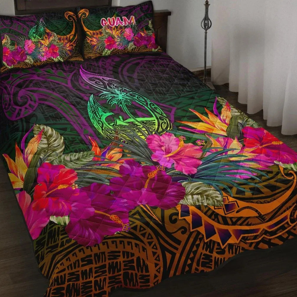 Guam Polynesian Quilt Bed Set - Summer Hibiscus