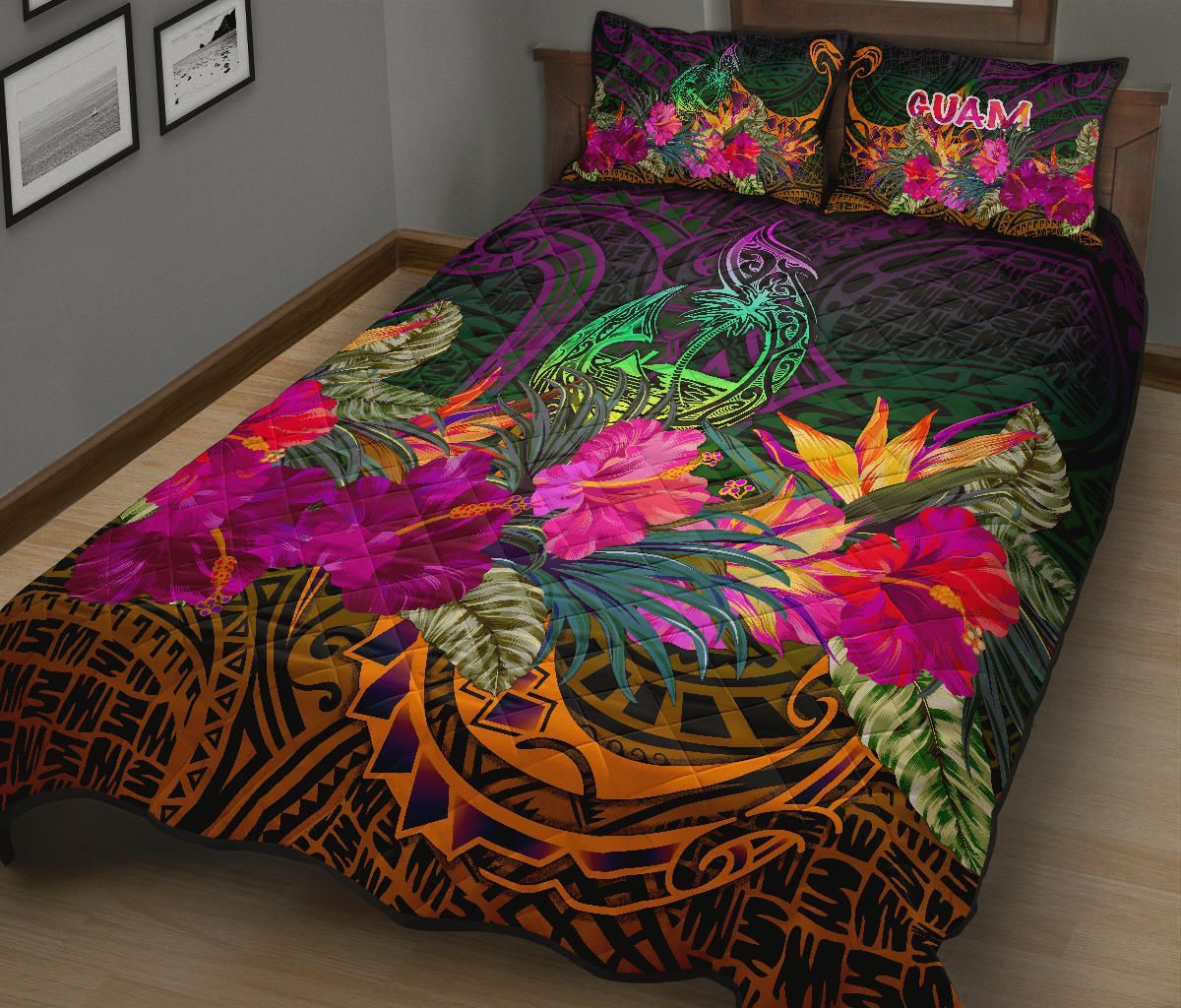 Guam Polynesian Quilt Bed Set - Summer Hibiscus