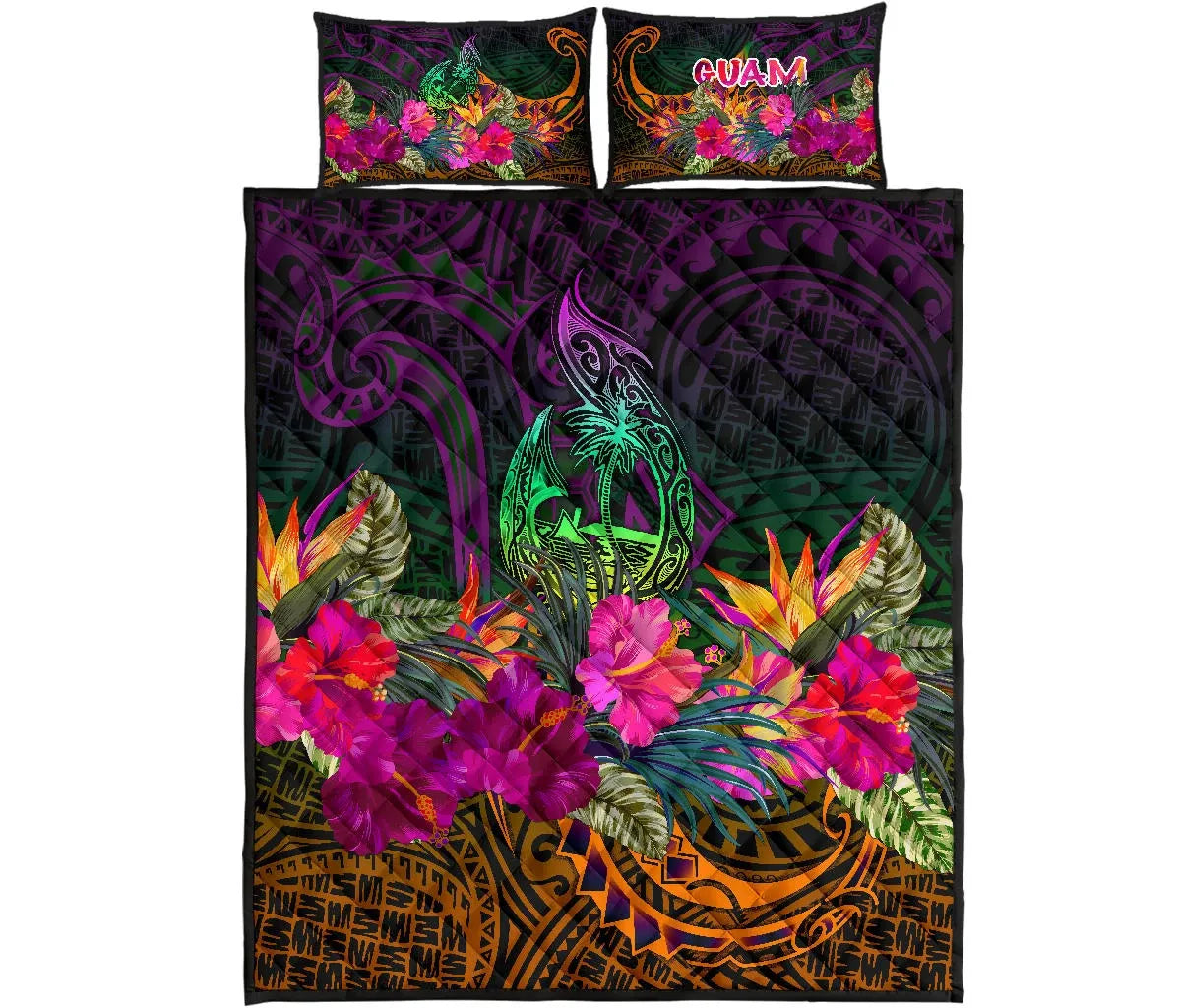 Guam Polynesian Quilt Bed Set - Summer Hibiscus