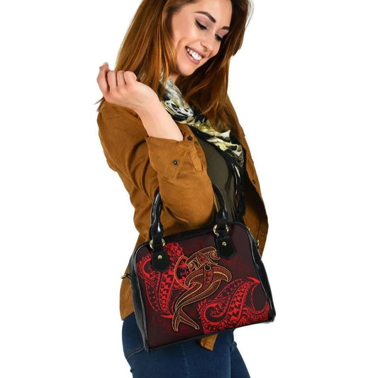 Guam Polynesian Shoulder Hanbag - Red Shark Polynesian Tattoo