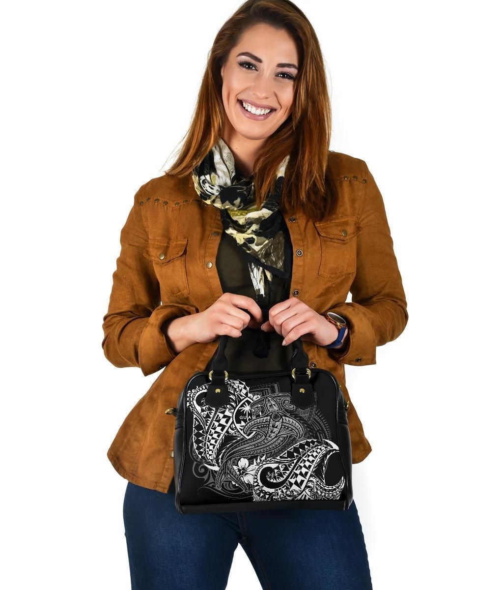 Guam Polynesian Shoulder Handbag - White Shark Polynesian Tattoo