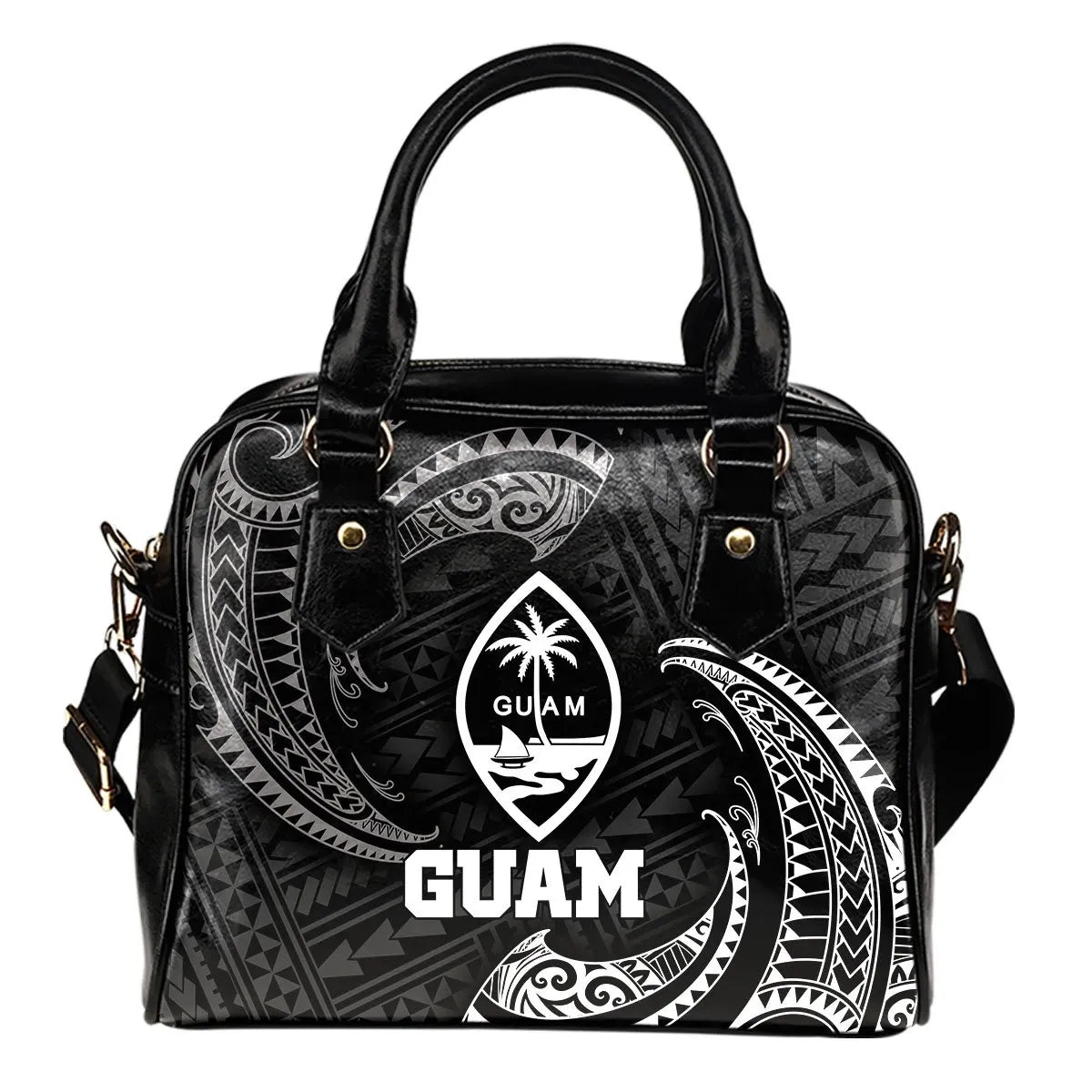 Guam Polynesian Shoulder Handbag - White Tribal Wave