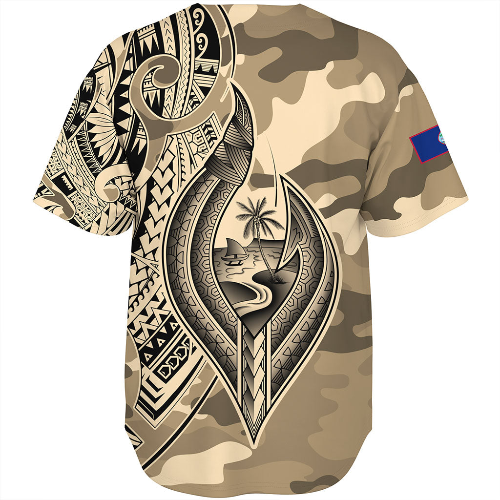 Guam Baseball Shirt Hafa Adai Tribal Tattoo With Camouflage Pattern