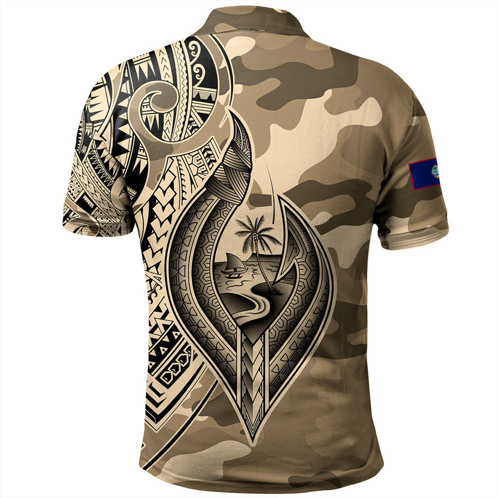Guam Polo Shirt Hafa Adai Tribal Tattoo With Camouflage Pattern