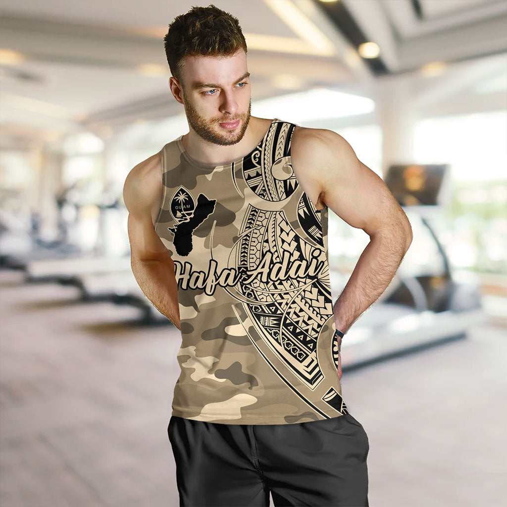 Guam Tank Top Hafa Adai Tribal Tattoo With Camouflage Pattern