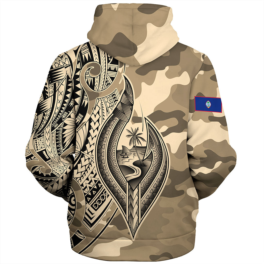 Guam Sherpa Hoodie Hafa Adai Tribal Tattoo With Camouflage Pattern