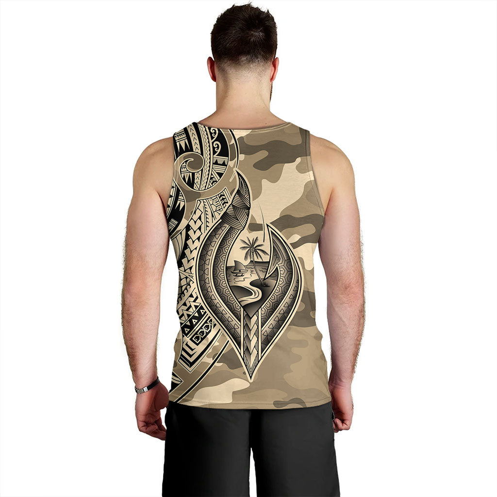 Guam Tank Top Hafa Adai Tribal Tattoo With Camouflage Pattern