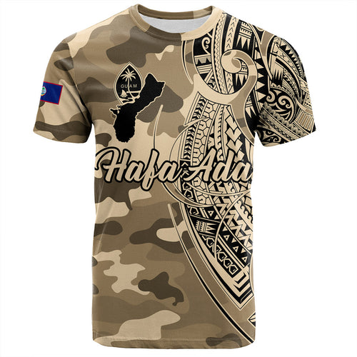 Guam T-Shirt Hafa Adai Tribal Tattoo With Camouflage Pattern